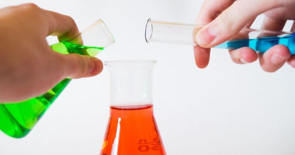 Image of chemistry to illustrate cortisone and holiday survival tips.