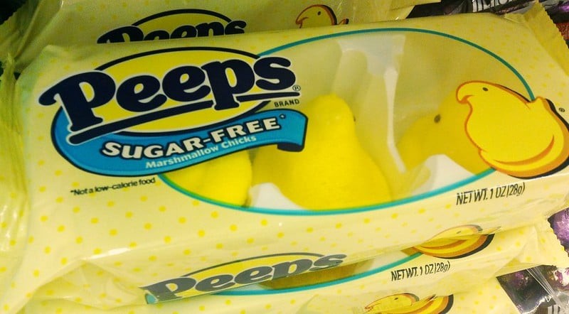 Peeps brand sugar-free marshmallow chicks package